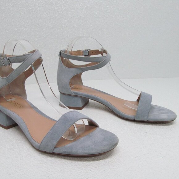 Ralph Lauren Betha Leather Sandals Block Heel Ankle Strap 11 B - Picture 1 of 9